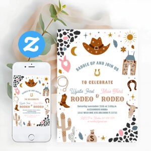 My First Rodeo Joint Cowboy Southwestern Birthday Invitation