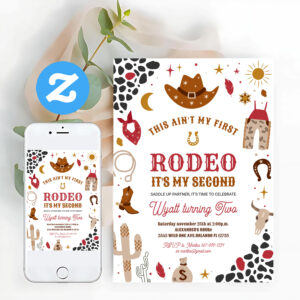 My Second Rodeo Cowboy Ranch Southwestern Birthday Invitation