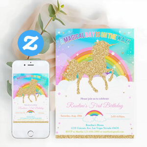 Unicorn And Rainbow Pastel Unicorn Birthday Invita Invitation