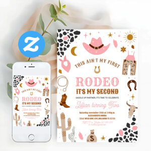 My Second Rodeo Cowgirl Wild West Southwestern Invitation