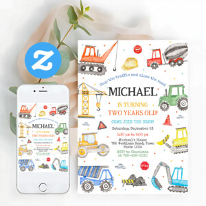 Construction Birthday Party Invitation