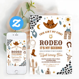 My Second Rodeo Cowboy Ranch Southwestern Birthday Invitation