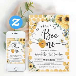 So Sweet To Bee One Party Bee Day 1st Birthday Invitation