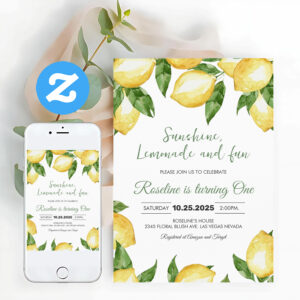 Sunshine Lemonade And Fun Lemon Birthday Invitation