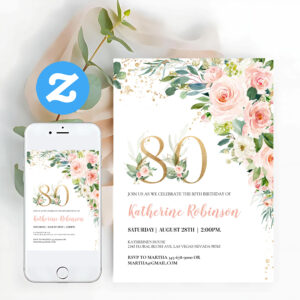 Brunch 80th Birthday Invitation