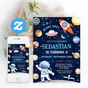 Outer Space Galaxy Birthday Invitation