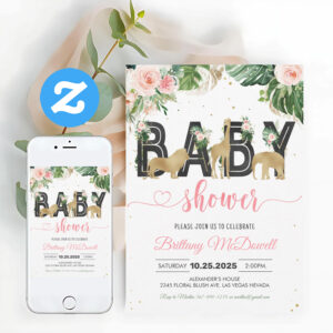 Wild One Baby Shower Safari Girl Invitation