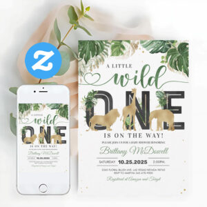 Wild One Baby Shower Safari Boy Invitation