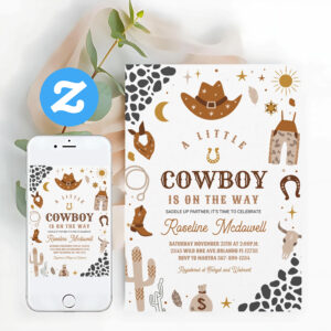 Cowboy Rodeo Boy Southwestern Ranch Baby Shower Invitation
