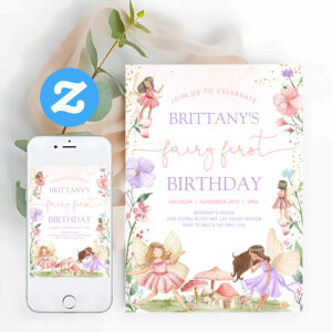 Fairy 1st Birthday Garden Party Invitation