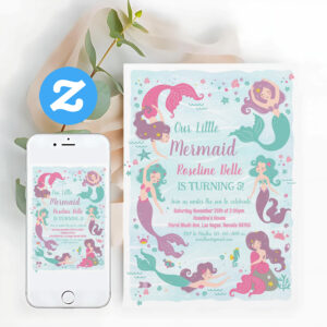 Under The Sea Party Mermaid Birthday Invitation