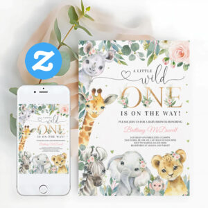 Wild One Jungle Safari Baby Shower Girl Invitation