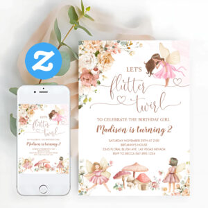 Magical Floral Fairy Princess Birthday Invitation