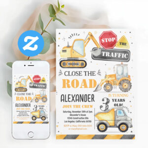 Construction Dump Truck Party Invitation