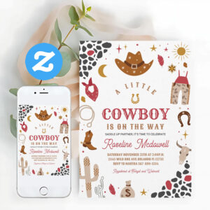 Cowboy Rodeo Boy Southwestern Ranch Baby Shower Invitation