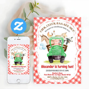 Farm Animals Barnyard Boy Barn Party Farm Birthday Invitation