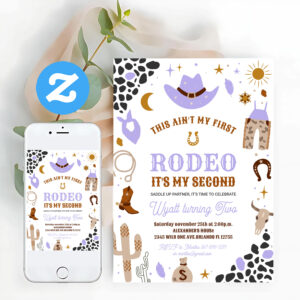 My Second Rodeo Cowgirl Southwestern Birthday Invitation