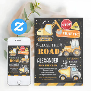 Construction Dump Truck Party Invitation