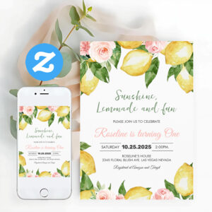 Sunshine Lemonade And Fun Lemon Birthday Invitation