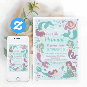 Under The Sea Party Mermaid Birthday Invitation