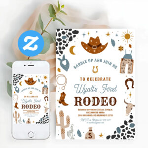 My First Rodeo Cowboy Birthday Ranch Southwestern Invitation