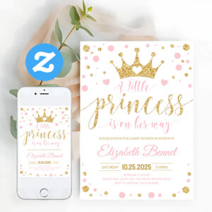 Pink And Gold Little Princess Baby Shower Invitation
