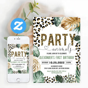 Leopard Print Jungle Birthday Invitation