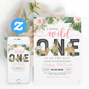 Wild One Baby Shower Safari Girl Invitation