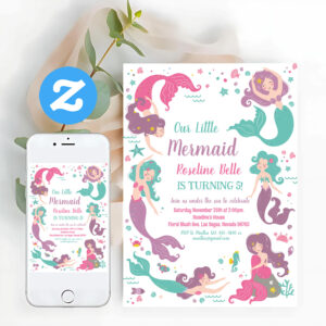 Under The Sea Party Mermaid Birthday Invitation