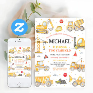 Construction Birthday Party Invitation