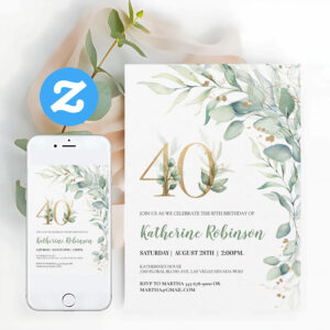 40th Birthday Invite For Her Adult Birthday