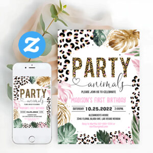 Party Animals Birthday Leopard Print Invitation