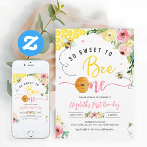 So Sweet To Bee One Party Bee Day 1st Birthday Invitation