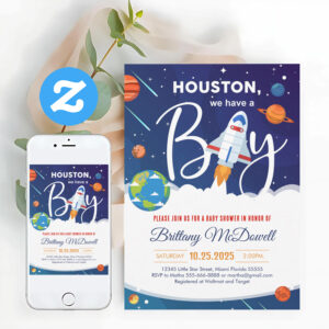 Space Planet Solar System Its A Boy Baby Shower Invitation