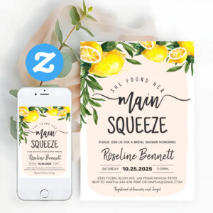 She Found Her Main Squeeze Lemon Bridal Shower Invitation