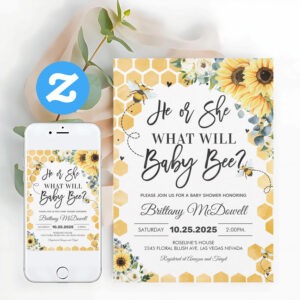 What Will Baby Bee Bumble Bee Gender Reveal Invitation