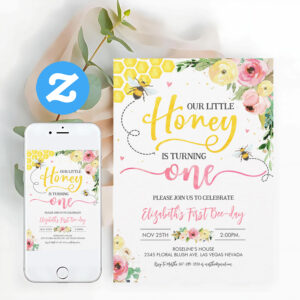 Honey Bee Party Bee 1st Birthday Bumble Birthday Invitation