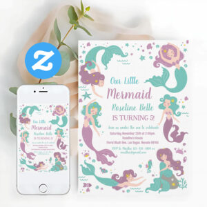 Under The Sea Party Mermaid Birthday Invitation