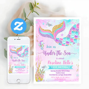 Under The Sea Birthday Mermaid Party Invitation