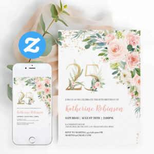 25th Birthday Invite For Her Adult Birthday