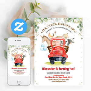 Farm Animals Barnyard Boy Barn Party Farm Birthday Invitation