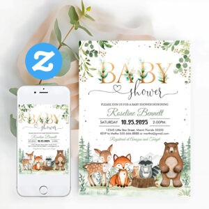 Woodland Gender Neutral Woodland Baby Shower Invitation