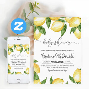 Lemonade Summer Spring Lemon Baby Shower Invitation