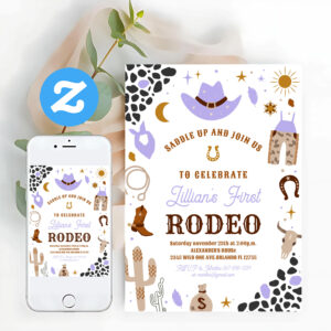 My First Rodeo Cowgirl Southwestern Ranch Birthday Invitation