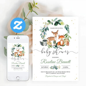 Woodland Gender Neutral Woodland Baby Shower Invitation