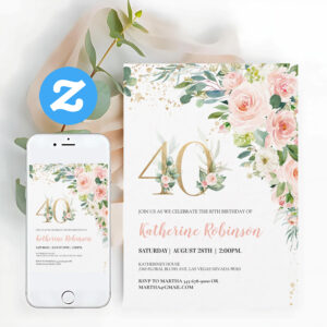 40th Birthday Invite For Her Adult Birthday